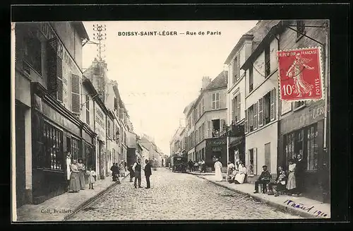 AK Boissy-Saint-Léger, Rue de Paris, Strassenpartie