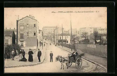 AK Ivry-sur-Seine, La Rue du Grand Gord, Strassenpartie