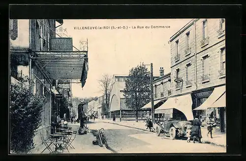 AK Villeneuve-le-Roi, La Rue du Commerce, Strassenpartie