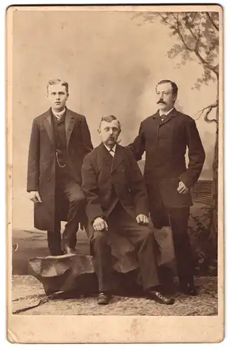 Fotografie C. Sorensen, Cedar Falls, Iowa, Drei Herren in modischer Kleidung
