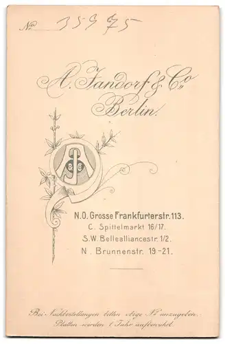 Fotografie A. Jandorf & Co., Berlin-NO, Grosse Frankfurterstr. 113, Hübsch gekleidetes Kinderpaar mit Puppe & Kleinkind