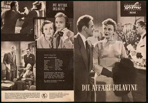 Filmprogramm PFP Nr. 112 /61, Die Affäre Delavine, Peter Reynolds, Honor Blackman, Regie: Douglas Pierce