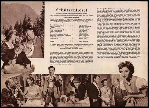 Filmprogramm Das Programm von heute Nr. 317, Schützenliesel, Herta Staal, Helmuth Schneider, Regie: Rudolf Schündler