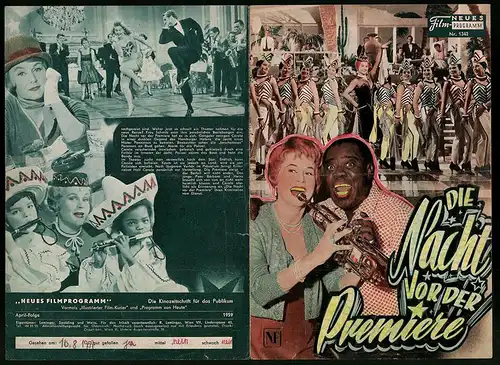 Filmprogramm NFP Nr. 1342, Die Nacht vor der Premiere, Marika Rökk. Wolfgang Lukschy, Regie: Georg Jacoby