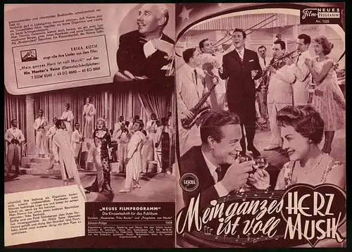 Filmprogramm NFP Nr. 1222, Mein ganzes Herz ist voll Musik, Erika Köth, Wolf-Albach-Retty, Regie: Helmut Weiss