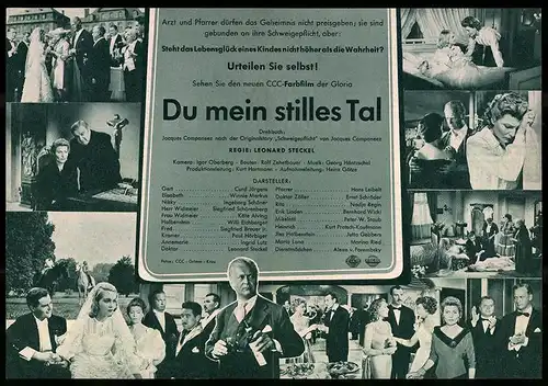 Filmprogramm Hausprogramm, Du mein stilles Tal, Curd Jürgens, Winnie Markus, Regie: Leonard Steckel