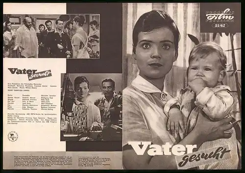 Filmprogramm PFP Nr. 53 /62, Vater gesucht, Vladimir Mensik, Gabriela Vranova, Regie: Frantisek Daniel
