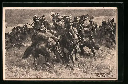 Künstler-AK Anton Hoffmann - München: Kämpfende Kavallerie