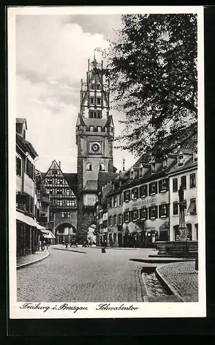 AK Freiburg i. Breisgau, Schwabentor mit Gasthof zum Bären