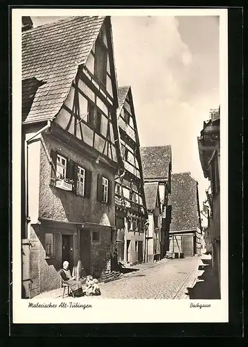 AK Alt-Tübingen, Strasse Bachgasse mit Fachwerkhäusern