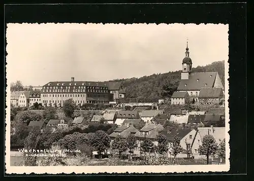 Foto-AK Wechselburg /Mulde, Kinderheilstätte mit Kirche