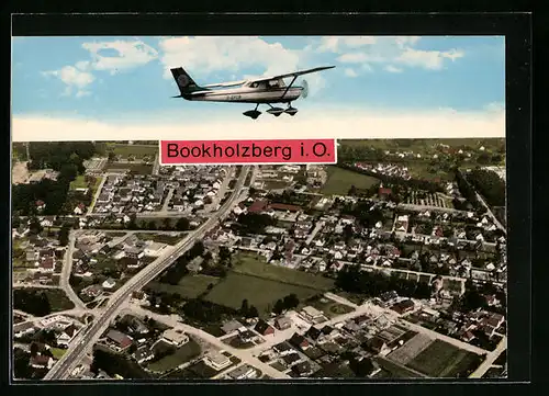 AK Bookholzberg i. O., Teilansicht mit Flugzeug