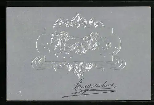 Präge-AK Aphrodite und Amor, Jugendstil