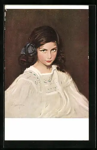 Künstler-AK G. Hirth`s Verlag, Serie: XIV, 1., Schwarzhaariges Mädchen