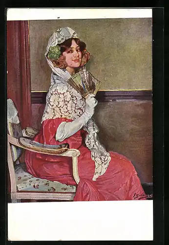 Künstler-AK G. Hirth`s Verlag, Serie: XXX, 2., Junge Dame mit Fächer