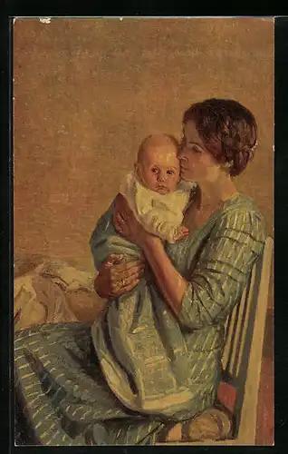 Künstler-AK Degi Nr. 574: Junge Mutter - Junge Frau mit Säugling auf dem Arm
