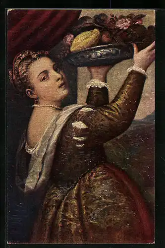 Künstler-AK Degi Nr. 1094: Lavinia - Junge Frau mit gefüllter Obstschale