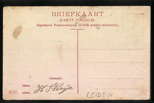 AK Leiden, Uitgave Vreemdelingenverkeer 1908