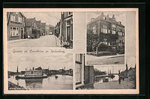 AK Bunschoten en Spakenburg, De oude Haven, Gemeentehuis, Hoekstraat