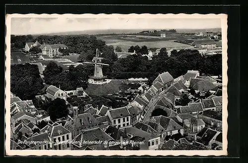 AK Rhenen, De Panoramamolen-Theeschenkerij beheerscht de amgeving