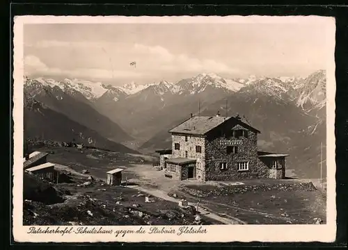 AK Patscherkofel-Schutzhaus gegen die Stubaier Gletscher