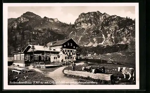 AK Bodenschneidhaus, Berghütte mit Gipfel und Hohenpeissenberg