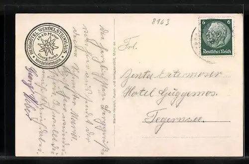 AK Wendelsteinhaus, Berghotel an Felswand