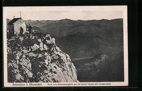 AK Brünnstein-Haus, Blick vom Brünnsteingipfel auf die hohen Tauern mit Grossglockner