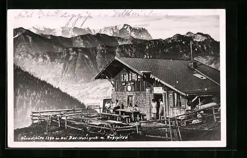 AK Hörndlhütte, Berghütte bei Bad Kohlgrub mit Zugspitze