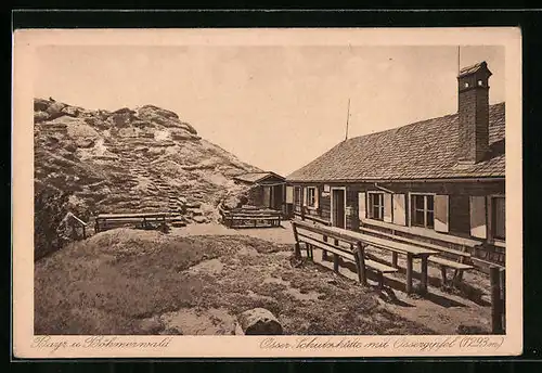 AK Osser-Schutzhütte mit Blick auf den Ossergipfel