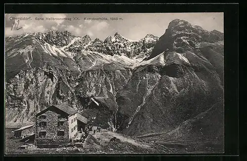 AK Oberstdorf, Kemptnerhütte mit Gebirgspanorama