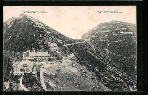 AK Herzogstandhäuser am Herzogstand mit Blick auf Martinskopf