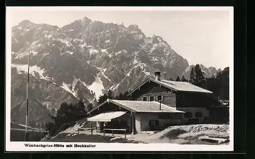 AK Wimbacher-Hütte mit Blick auf Hochkalter