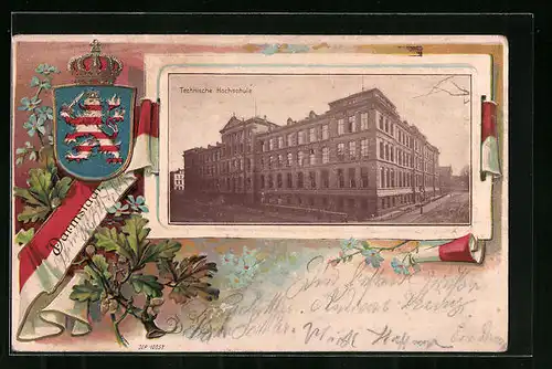 Passepartout-Lithographie Darmstadt, Technische Hochschule, Wappen