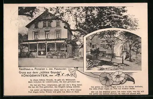 AK Königswinter, Gasthof zum alten kühlen Grunde, Wassermühle