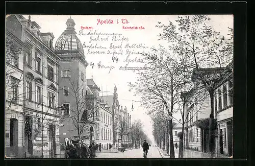 AK Apolda i. Th., Café und Postamt in der Bahnhofstrasse