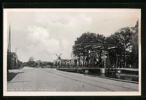 AK Assen /N.-W., Kanaal met Groninger Brug