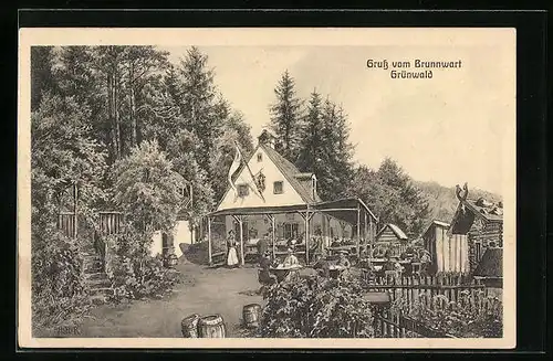 Künstler-AK sign. Hans Pernat: Grünwald, Gasthaus Brunnwart