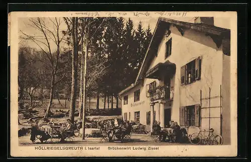 AK Höllriegelskreuth, Gasthaus Brückenwirt Ludwig Zissel