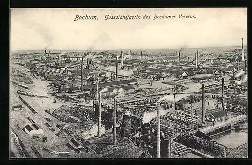 AK Bochum, Gussstahlfabrik des Bochumer Vereins aus der Vogelschau