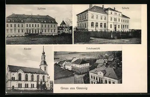 AK Gaussig, Schloss, Kirche, Schule