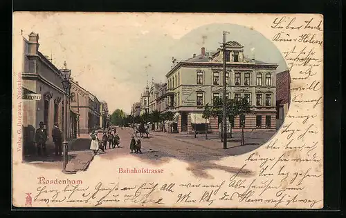 AK Nordenham, Bahnhofstrasse mit Juwelier Theodor Schmidt