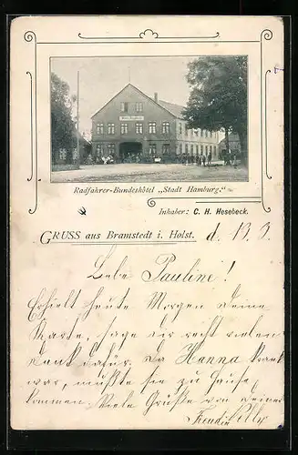 AK Bramstedt i. Holst., Radfahrer-Bundeshotel Stadt Hamburg