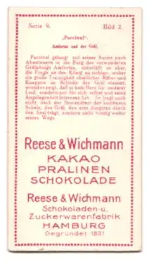 Sammelbild Reese & Wichmann, Schokoladen- u. Zuckerwarenfabrik Hamburg, Parzival, Amfortas und der Gral