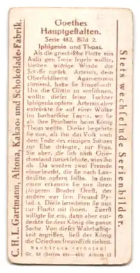 Sammelbild Gartmann Schokolade, Goethes Hauptgestalten, Iphigenia und Thoas