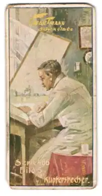 Sammelbild Gartmann Schokolade, Kupferstecher bei der Arbeit