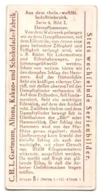 Sammelbild Gartmann Schokolade, Rhein.-westfälischer Industriebezirk, Dampfhammer