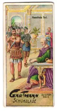 Sammelbild Gartmann Schokolade, Hannibals Kriegszug, Hannibals Tod