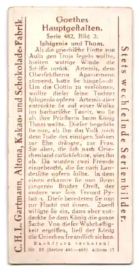 Sammelbild Gartmann Schokolade, Goethes Hauptgestalten, Iphigenia und Thoas