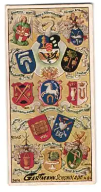 Sammelbild Gartmann Schokolade, Zunft-, Wappen- und Handwerker-Insignien